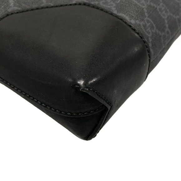 Auth GUCCI GG Supreme 474139 Dark Gray Black PVC Leather Shoulder Bag - Picture 3 of 15